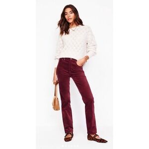 Boden Womens Velveteen 5 Pocket Slim Fit Jeans Burgundy Red Size 14 NEW